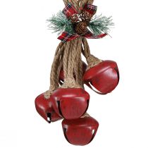 Itens Enfeite de Natal para pendurar, sinos vermelhos com laço, 51 cm, decoração festiva para pendurar, ornamento de Natal, guirlanda de porta
