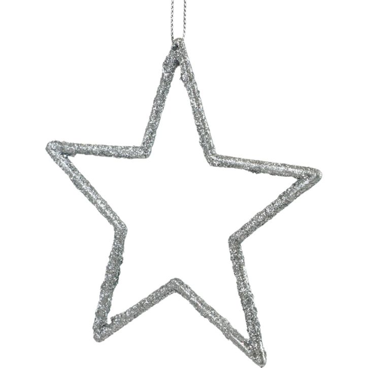 Itens Pingentes de estrela para decoração de Natal, com glitter prateado, 12 cm, 12 peças, enfeites para árvore de Natal.
