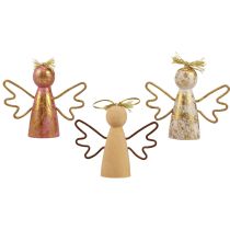 Itens Anjo de natal decoração de madeira cabide decorativo dourado 9 × 3 × 7,5 cm 6 unidades