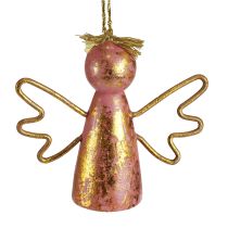 Itens Anjo de natal decoração em madeira cabide decorativo dourado 9×3×7,5cm 6 un