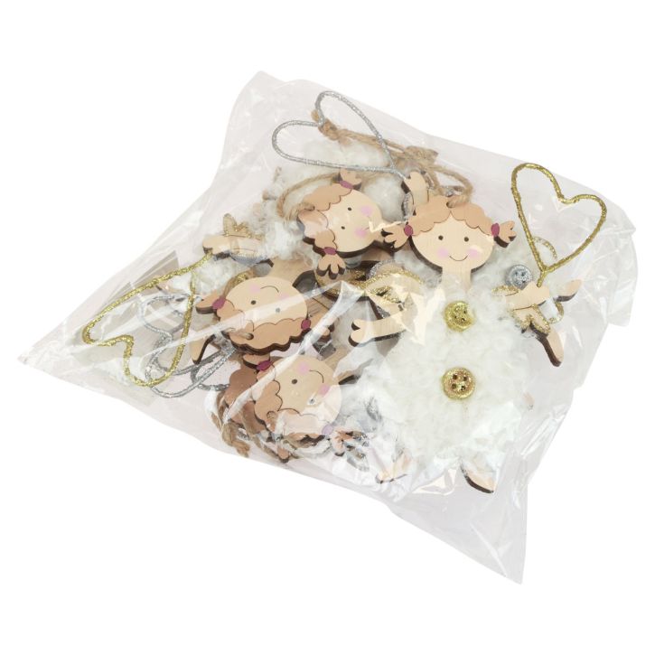 Itens Anjo de natal com coração decorações para árvores de natal madeira 14,5 cm 8 unidades