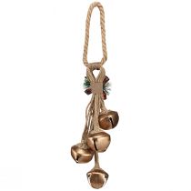 Itens Grandes sinos de Natal dourados com laço e ramos de pinheiro, decoração festiva para portas e ambientes, 51 cm