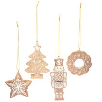 Itens Enfeites de Natal, estilo biscoito de gengibre, com aparência de glacê, quebra-nozes, estrela, árvore, guirlanda, 6 cm, 4 peças