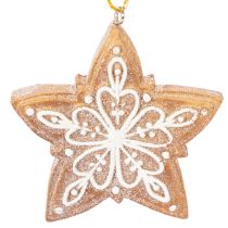 Itens Enfeites de Natal, estilo biscoito de gengibre, com aparência de glacê, quebra-nozes, estrela, árvore, guirlanda, 6 cm, 4 peças