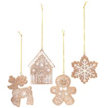 Itens Enfeites de Natal, desenho de bolo de mel, rena, boneco de gengibre, floco de neve, 7 cm, 4 peças