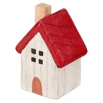 Itens Casa de Natal de madeira decoração de Natal branco vermelho 7cm 6 peças