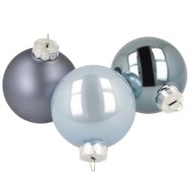 Itens Conjunto de bolas decorativas de vidro – azul-acinzentado, superfície fosca, brilhante 5 cm 24 peças