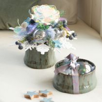 Itens Enfeite de Natal de vidro – transparente perolado com efeito iridescente e gancho de metal, 5 cm, 24 peças