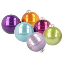 Itens Conjunto de 10 enfeites de Natal brilhantes, cores sortidas, 95 mm