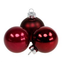 Bola de Natal em vidro Ø4cm mistura Bordeaux 24 unidades