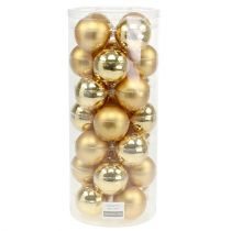 Itens Bola de Natal em vidro Ø6cm mistura ouro 24 unidades