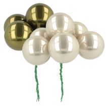 Itens Bola de Natal espelho de vidro bagas oliva prata Ø40mm 32 peças
