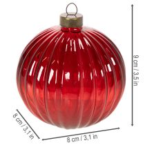 Itens Enfeites de Natal de vidro, vermelhos, 8 cm, 12 peças