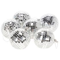 Itens Enfeite de Natal em forma de bola espelhada para pendurar, 7 cm, 6 peças