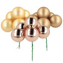 Itens Bola de Natal em vidro dourado rosa com espelho e frutas vermelhas Ø40mm 32 peças