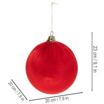 Itens Enfeite de Natal vermelho aveludado, grande, 20 cm, para árvore de Natal, 3 peças
