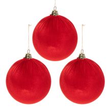 Itens Enfeite de Natal vermelho aveludado, grande, 20 cm, para árvore de Natal, 3 peças