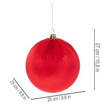 Itens Bola de Natal de veludo vermelho, bola decorativa grande para pendurar, 25 cm, 2 peças