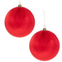 Itens Bola de Natal de veludo vermelho, bola decorativa grande para pendurar, 25 cm, 2 peças