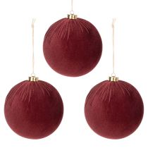 Itens Enfeite de Natal, com aparência de veludo vermelho, para pendurar, 15 cm, 3 peças
