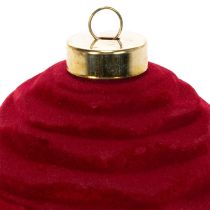 Itens Enfeite de Natal, superfície aveludada, vermelho, 8 cm, 12 peças