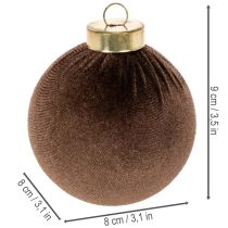 Itens Enfeites de Natal com aparência aveludada, em cores quentes variadas, 8 cm, 12 peças.