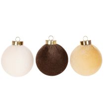 Itens Enfeites de Natal com aparência aveludada, em cores quentes variadas, 8 cm, 12 peças.