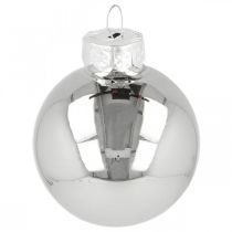 Itens Mini bola de Natal, mix de decoração de árvore, decoração de Advento preto/prata/madrepérola Alt.4,5cm Ø4cm vidro real 24 un