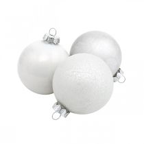 Itens Pingente de árvore, globo de neve, decoração de árvore de Natal, decoração de inverno branco Alt.4,5cm Ø4cm vidro real 24 peças