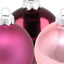 Bolas de Natal, decorações para árvores, bolas de vidro violeta H8,5 cm Ø7,5 cm vidro real 12 unidades