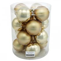 Itens Bola de árvore, decorações para árvores de Natal, bola de Natal dourada H8,5 cm Ø7,5 cm vidro real 12 unidades