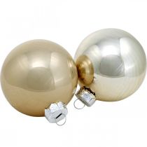 Itens Mix de enfeites para árvore de Natal, decoração de Natal, mini decoração para árvore branca/madrepérola H4,5cm Ø4cm vidro verdadeiro 24 peças