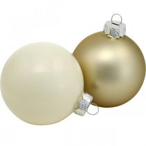 Itens Bolas para árvores de Natal, decorações para árvores, bolas de vidro branco / madrepérola H8,5 cm Ø7,5 cm vidro real 12 unidades