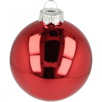 Itens Bola de árvore de Natal, decorações para árvores, bola de Natal vermelha H8,5 cm Ø7,5 cm vidro real 12 unidades