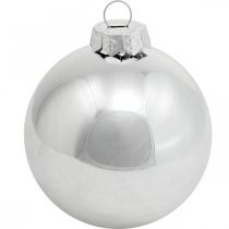 Itens Bola de vidro, decorações para árvores, bola de árvore de Natal prata H8,5 cm Ø7,5 cm vidro real 12 unidades