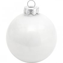 Globo de neve, pingente de árvore, decorações para árvores de Natal, decoração de inverno branco H6,5 cm Ø6 cm vidro real 24 unidades