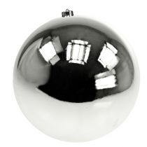 Itens Bola de Natal de plástico grande prateada Ø25cm