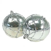 Bola de Natal de plástico prata Ø8cm 2pcs