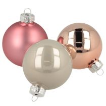 Itens Bolas de vidro para decoração de árvore de Natal rosa cinza Ø50mm 24 peças