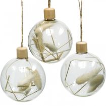 Bolas de Natal bola de decoração de vidro cheia de flores secas Ø8cm 3pcs