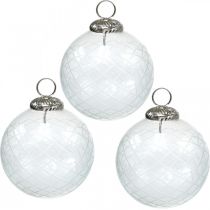 Itens Bolas de Natal de vidro transparente bolas de árvore de Natal Ø10cm 3pcs