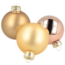 Itens Bolas de Natal em vidro verdadeiro dourado e rosa Ø60mm 24 peças