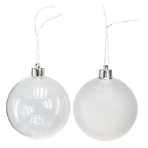 Itens Bolas de Natal de plástico transparente leitoso Ø70mm 18 unidades