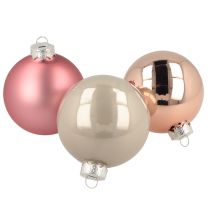 Itens Bolas de Natal rosa cinza bolas de vidro Ø7,5cm 14 peças