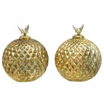 Bolas de natal rena vintage decoração de árvore ouro Ø12cm 2 peças