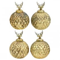Itens Bolas de natal renas decorações para árvores de natal ouro vintage Ø7cm 4 unidades