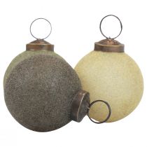 Itens Bolas de Natal em vidro flocado amarelo/verde/cinza Ø6cm 3 unidades