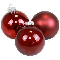 Bolas de Natal bolas de vidro para árvores de Natal Bordeaux Ø7,5cm 14 peças