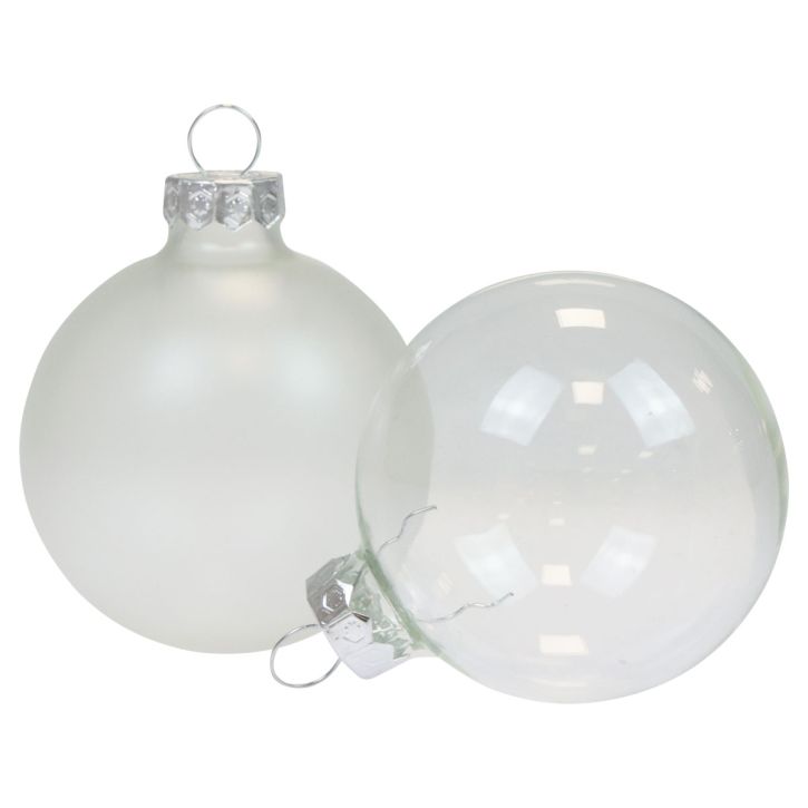 Bolas de Natal em vidro transparente opaco bolas de árvore de Natal Ø6cm 6 unidades