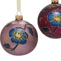 Itens Bolas de Natal de vidro roxa bolas de árvore de Natal flor Ø8cm 6 unidades